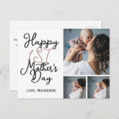 最初のシンプル母日ギフト3つの写真コラージュ シーズンポストカード (正面/裏面)