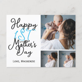 最初のシンプル母日ギフト3つの写真コラージュ シーズンポストカード
