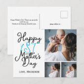 最初のシンプル母日ギフト3つの写真コラージュ シーズンポストカード (正面/裏面)