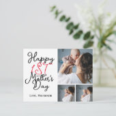 最初のシンプル母日ギフト3つの写真コラージュ シーズンポストカード (スタンド正面)