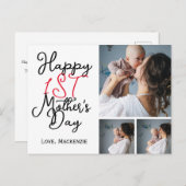 最初のシンプル母日ギフト3つの写真コラージュ シーズンポストカード (正面/裏面)