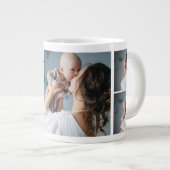 最初のシンプル母日ギフト3つの写真コラージュ ジャンボコーヒーマグカップ (正面右)
