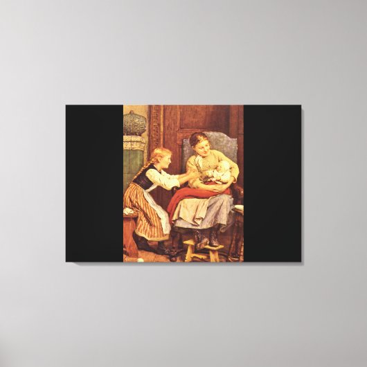 最初のスマイル'、Albert Anker_Groupsと姿 キャンバスプリント (正面)