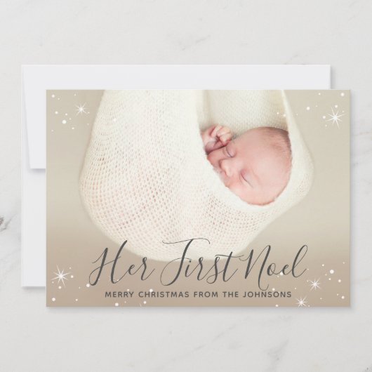 最初のノエルベビーの初めてのクリスマス写真 シーズンカード (正面)