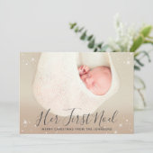 最初のノエルベビーの初めてのクリスマス写真 シーズンカード (スタンド正面)