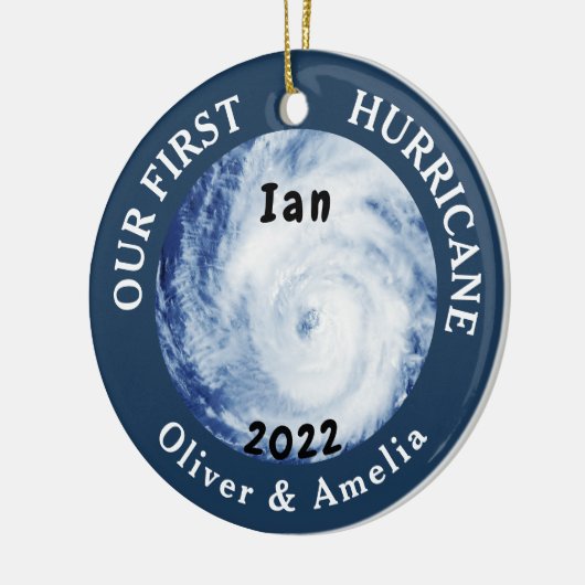 最初のハリケーンイアンカスタムフロリダ市名 セラミックオーナメント (左)