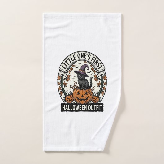 最初のハロウィンの服 ビンテージ黒猫パンプキン_1 ハンドタオル (ハンドタオル)