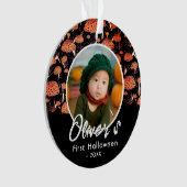 最初のハロウィン オレンジきのこ 秋の写真 オーナメント (正面)