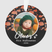 最初のハロウィン オレンジきのこ 秋の写真 オーナメント (正面)