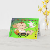 最初のハロウィーンのグリーティングカード カード (黄色い花)