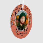 最初のハロウィーンオレンジのキノコ秋写真 オーナメント (正面)