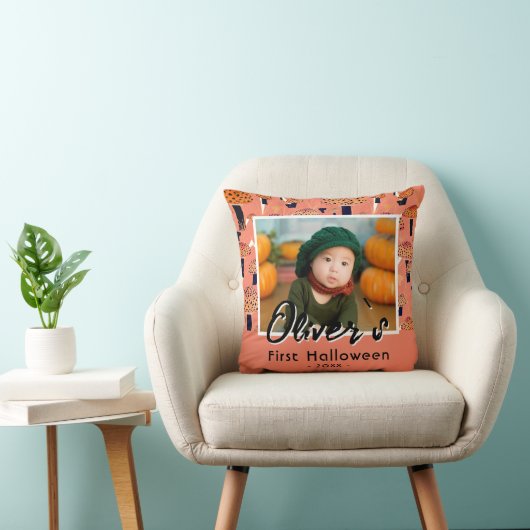 最初のハロウィーンオレンジのキノコ秋写真 クッション (椅子)