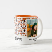 最初のハロウィーンオレンジのキノコ秋写真 ツートーンマグカップ (正面右)