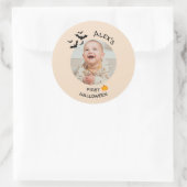 最初のハロウィーンステッカー| カスタム写真 ラウンドシール (バッグ)