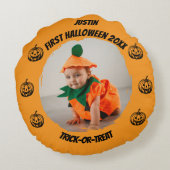 最初のハロウィーン写真 ラウンドクッション (裏面)