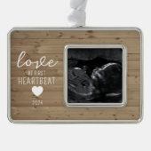 最初のハートビートでLOVE超音波 シルバープレートフレームオーナメント (正面)