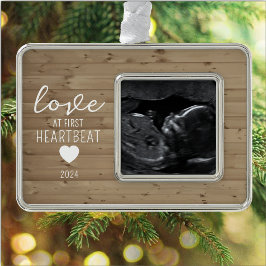最初のハートビートでLOVE超音波 シルバープレートフレームオーナメント
