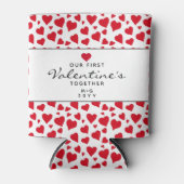 最初のバレンタインデー一緒に赤いハートモノグラム 缶クーラー (正面)