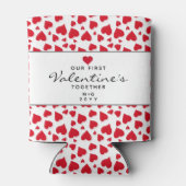 最初のバレンタインデー一緒に赤いハートモノグラム 缶クーラー (裏面)