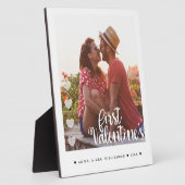 最初のバレンタイン記念日をMr. & Mrs. ミニマル カップル フォトとして フォトプラーク (側面)