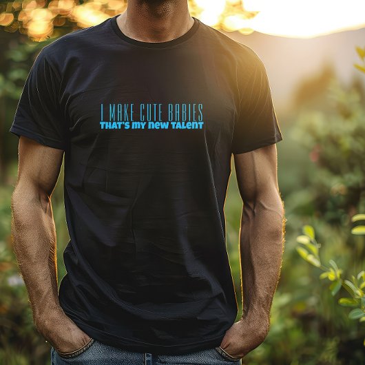 最初のパパの日の青文字のユーモア Tシャツ