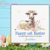 最初のパーソナライズされたイースターカード、かわいい子羊 シーズンカード