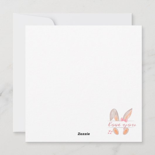 最初のパーソナライズされたイースターカード、バニー、2つの卵ピンク シーズンカード (裏面)