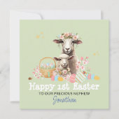最初のパーソナライズされたイースターカード、最初の少年の緑の子羊 シーズンカード (正面)