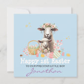 最初のパーソナライズされたイースターカード、最初の青い子羊 シーズンカード (正面)