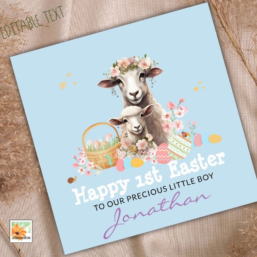 最初のパーソナライズされたイースターカード、最初の青い子羊 シーズンカード