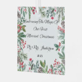 最初のパーソナライズされたクリ結婚したスマス装飾 ガラスオーナメント (正面左)