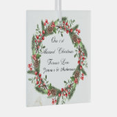 最初のパーソナライズされたクリ結婚したスマス装飾 ガラスオーナメント (正面右)