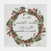 最初のパーソナライズされたクリ結婚したスマス装飾 ガラスオーナメント (裏面)