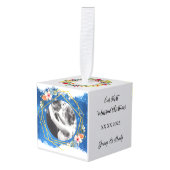 最初のパーソナライズされたクリ結婚したスマス装飾 キューブオーナメント (正面アングル)