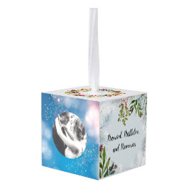 最初のパーソナライズされたクリ結婚したスマス装飾 キューブオーナメント