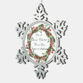 最初のパーソナライズされたクリ結婚したスマス装飾 スノーフレークピューターオーナメント (右)