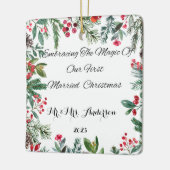 最初のパーソナライズされたクリ結婚したスマス装飾 セラミックオーナメント (左)