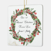 最初のパーソナライズされたクリ結婚したスマス装飾 セラミックオーナメント (左)