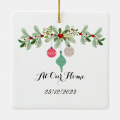 最初のパーソナライズされたクリ結婚したスマス装飾 セラミックオーナメント (裏面)