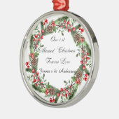 最初のパーソナライズされたクリ結婚したスマス装飾 メタルオーナメント (左)