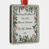 最初のパーソナライズされたクリ結婚したスマス装飾 メタルオーナメント (右)