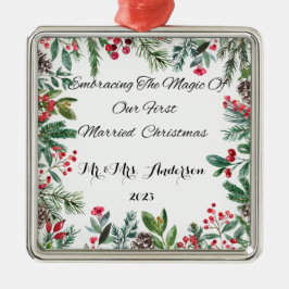 最初のパーソナライズされたクリ結婚したスマス装飾 メタルオーナメント