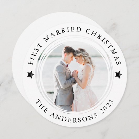最初のパーソナライズされたク結婚したリスマス写真 シーズンカード (正面/裏面)