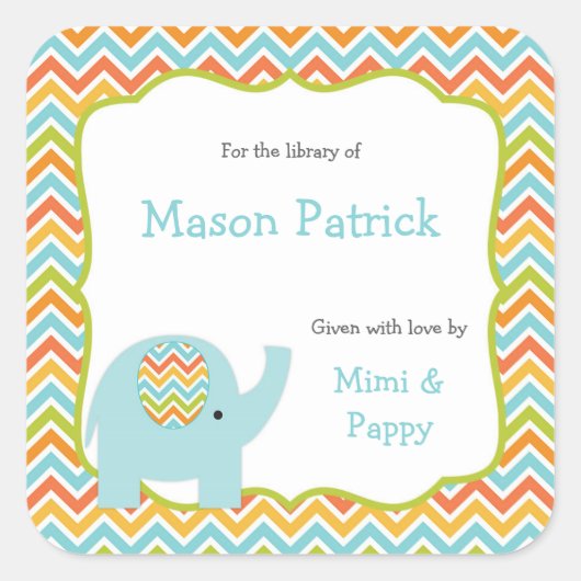 最初のパーソナライズされた図書帳プレートシール スクエアシール (正面)