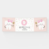 最初のパーソナライズされた歯の女の子のパーティーの装飾。 横断幕 (横)