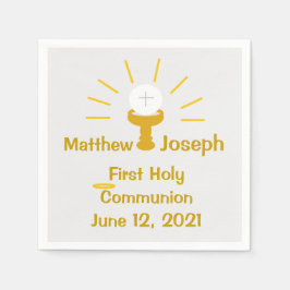 最初のパーソナライズされた聖餐式ペーパーナプキン スタンダードカクテルナプキン