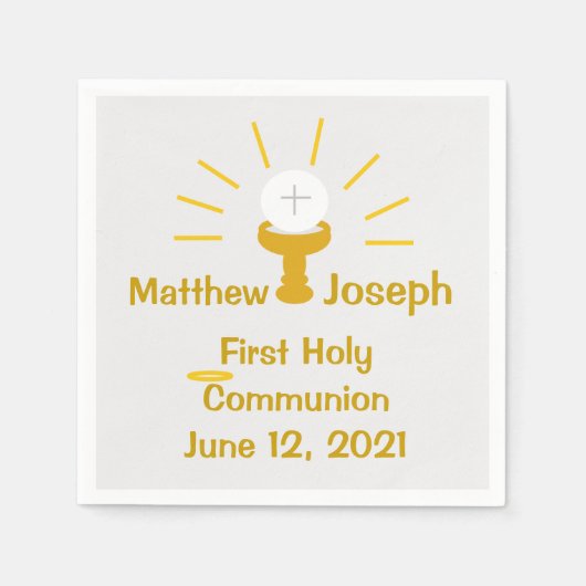 最初のパーソナライズされた聖餐式ペーパーナプキン スタンダードカクテルナプキン (正面)