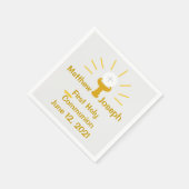 最初のパーソナライズされた聖餐式ペーパーナプキン スタンダードカクテルナプキン (角)