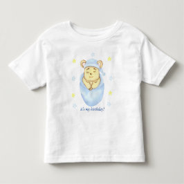 最初のパーソナライズされた誕生日テディベアボーイ トドラーTシャツ