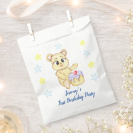 最初のパーソナライズされた誕生日テディベアボーイ フェイバーバッグ